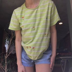 Vintage | Striped Top with Embroidered Flowers